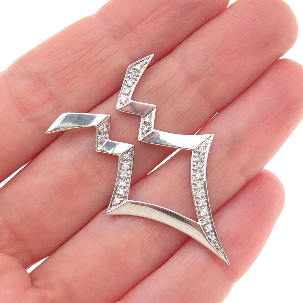 925 Sterling Silver Real Round-Cut Diamond Arrow Centerpiece Charm Pendant